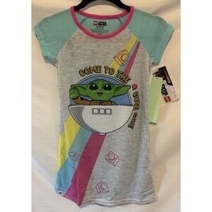 LEGO Star Wars Girls Grogu Raglan Crew Neck Cotton Graphic Pajama Nightgown NWT
